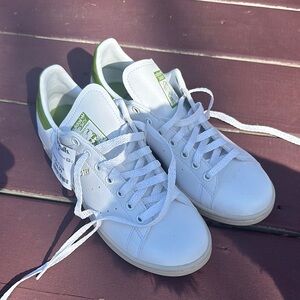 Adidas White Sneakers with Green Accents